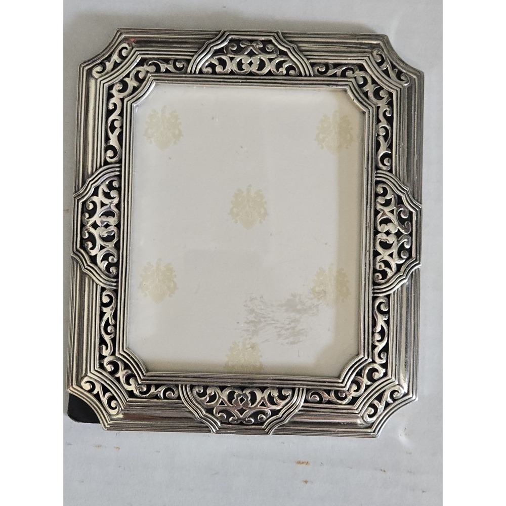 BRIGHTON Photo Picture Frame & Easel Holds 4x5" Photo Silver Tone Nouvea Deco